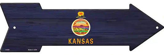 Kansas State Flag Metal Arrow Sign