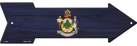 Maine State Flag Metal Arrow Sign