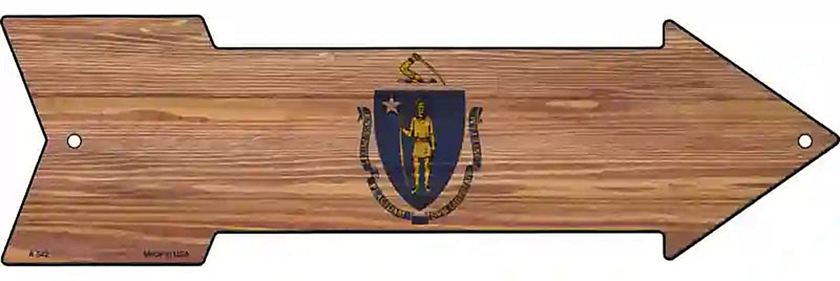 Massachusetts State Flag Metal Arrow Sign