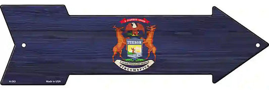Michigan State Flag Metal Arrow Sign