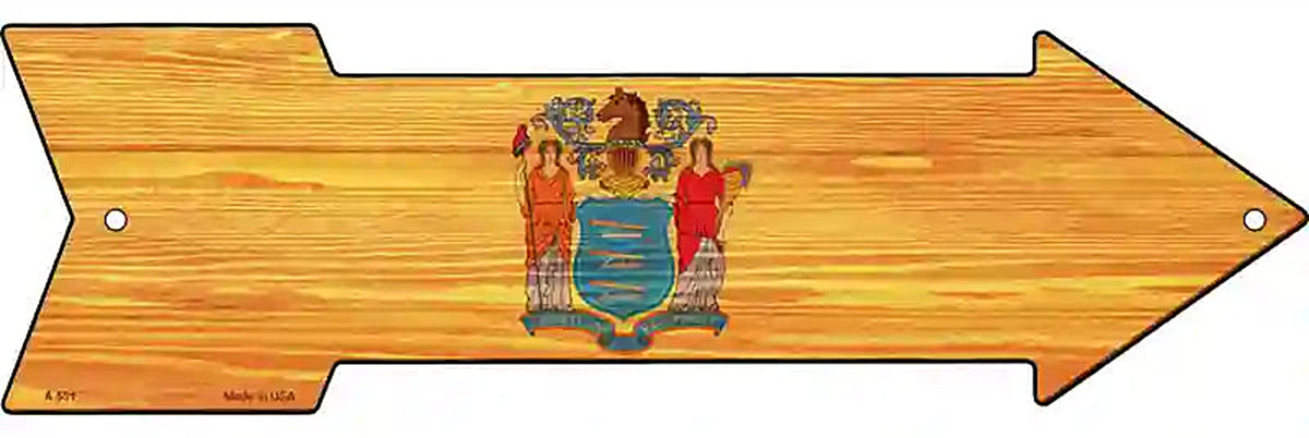 New Jersey State Flag Metal Arrow Sign