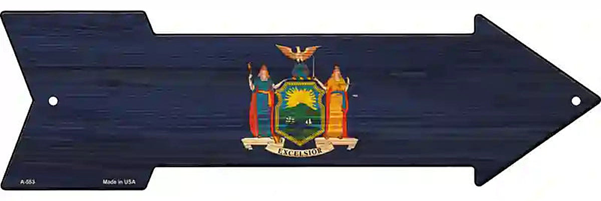 New York State Flag Metal Arrow Sign
