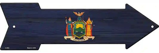 New York State Flag Metal Arrow Sign