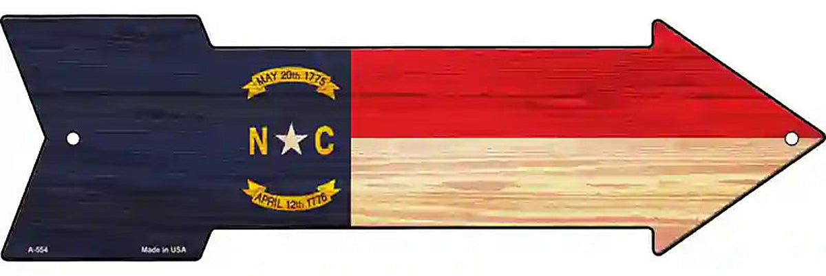 North Carolina State Flag Metal Arrow Sign