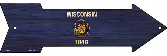 Wisconsin State Flag Metal Arrow Sign