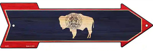 Wyoming State Flag Metal Arrow Sign