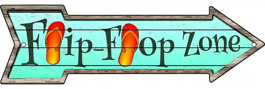 Orange Flip Flop Zone Metal Arrow Sign