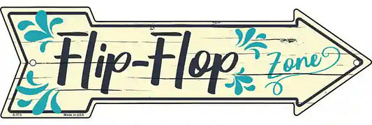 Blue Flip Flop Zone Metal Arrow Sign