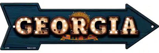 Georgia Bulb Lettering With State Flag Metal Arrow Sign