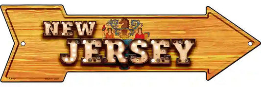 New Jersey Bulb Lettering With State Flag Metal Arrow Sign