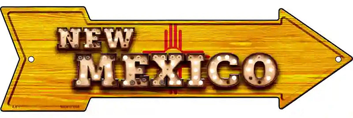 New Mexico Bulb Lettering With State Flag Metal Arrow Sign