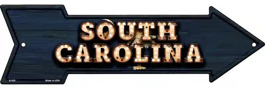 South Carolina Bulb Lettering With State Flag Metal Arrow Sign