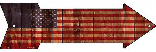 American Flag Metal Arrow Sign