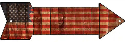 American Flag Painted Metal Arrow Sign