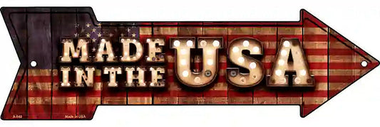 Made in the USA Bulb Letters Metal Arrow Sign