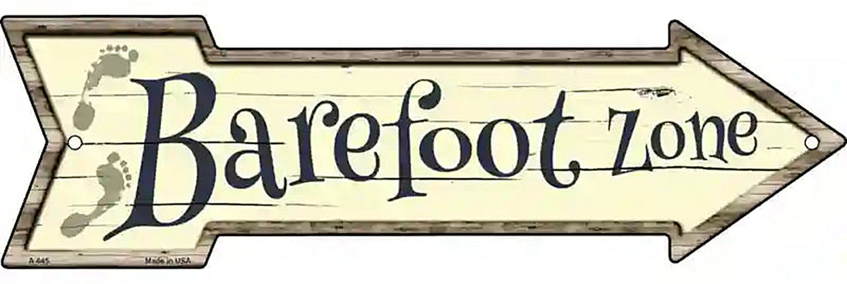 Barefoot Zone Metal Arrow Sign