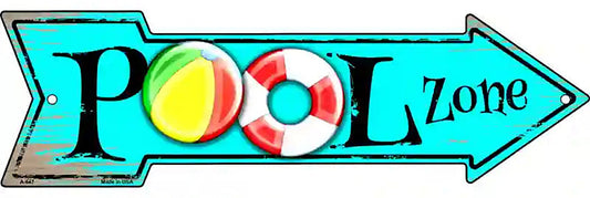 Pool Zone Metal Arrow Sign