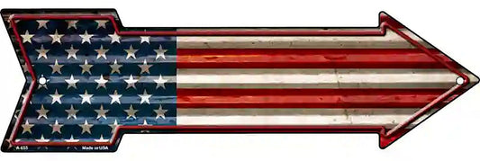 American Flag Corrugated Metal Arrow Sign