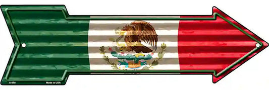 Mexico Flag Corrugated Metal Arrow Sign