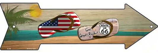 US and Route 66 Flip Flop Metal Arrow Sign