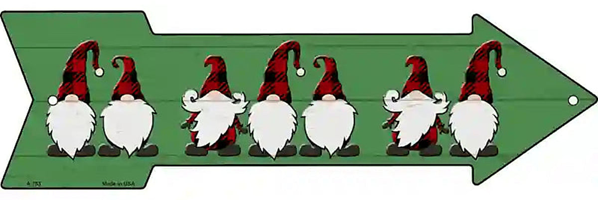 Christmas Gnomes Metal Arrow Sign