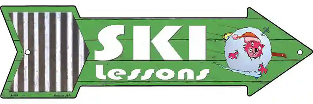 Ski Lessons Metal Arrow Sign
