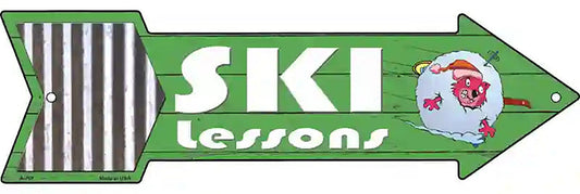 Ski Lessons Metal Arrow Sign