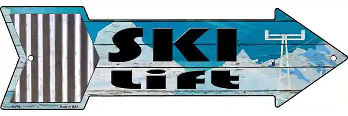 Ski Lift Sky Metal Arrow Sign