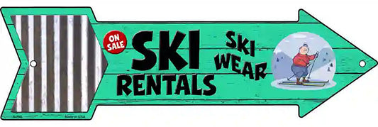 Ski Rentals Metal Arrow Sign