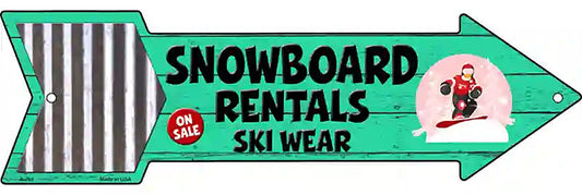 Snowboard Rentals Metal Arrow Sign