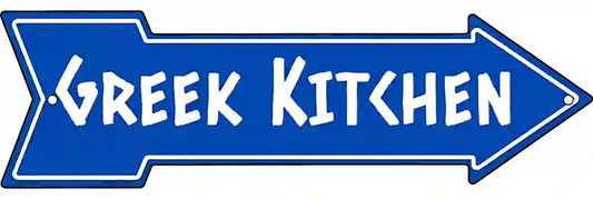 Greek Kitchen Blue Metal Arrow Sign