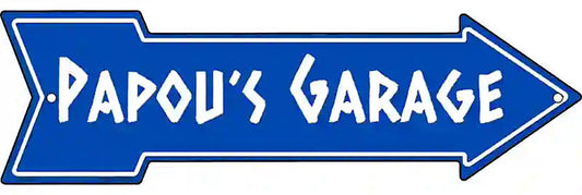 Papous Garage Blue Metal Arrow Sign