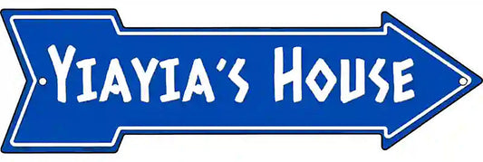 Yiayias House Blue Metal Arrow Sign