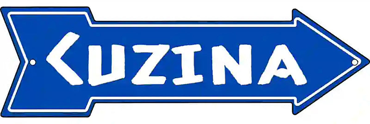 Cuzina Blue Metal Arrow Sign