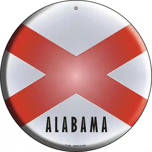 Alabama State Flag Metal Circular Sign