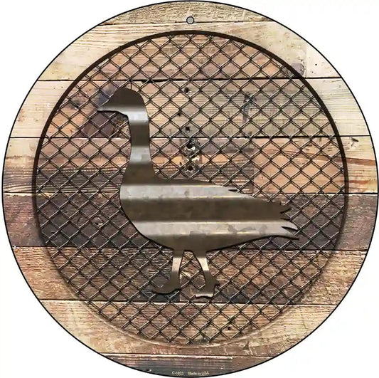 Corrugated Duck on Wood Novelty Metal Circular Sign