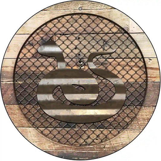 Corrugated Snake on Wood Novelty Metal Circular Sign
