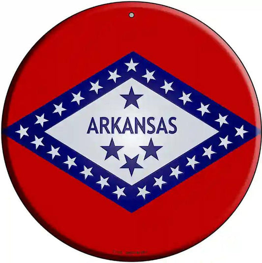 Arkansas State Flag Metal Circular Sign