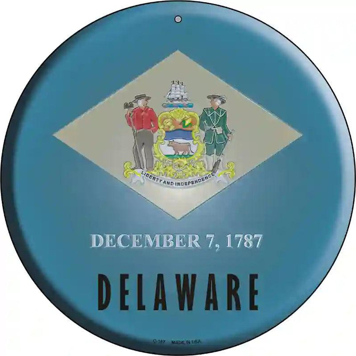 Delaware State Flag Metal Circular Sign