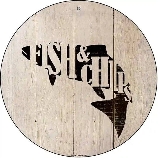 Fishes Make Fish and Chips Novelty Metal Circular Sign