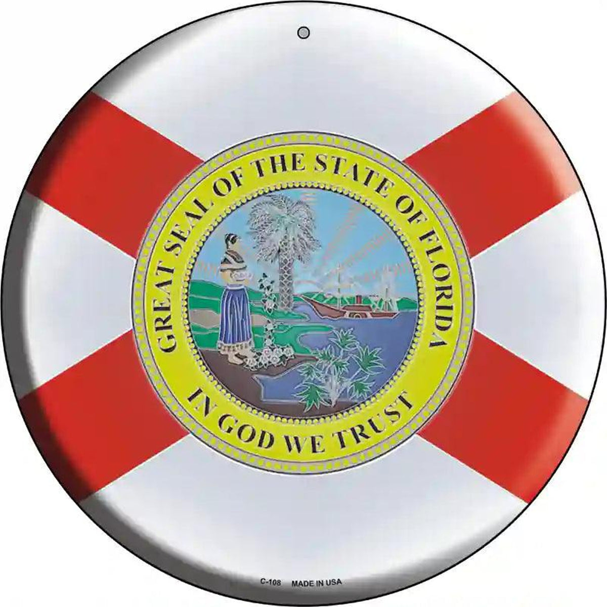 Florida State Flag Metal Circular Sign