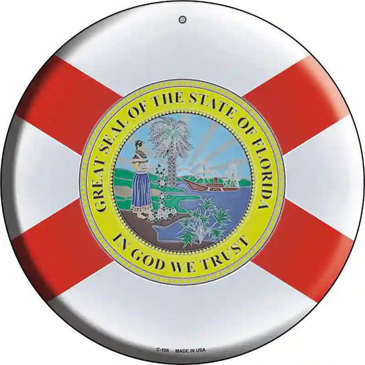 Florida State Flag Metal Circular Sign