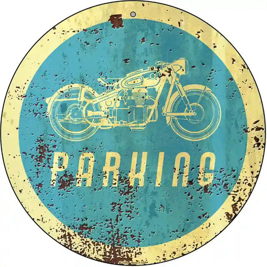 Motorcycle Parking Novelty Metal Circular Sign
