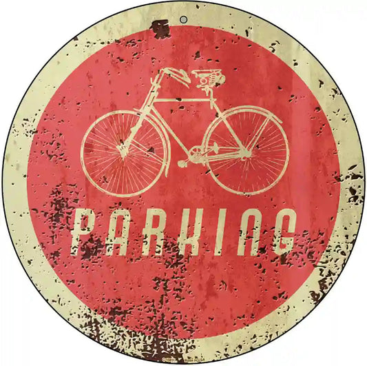 Bicycle Parking Novelty Metal Circular Sign