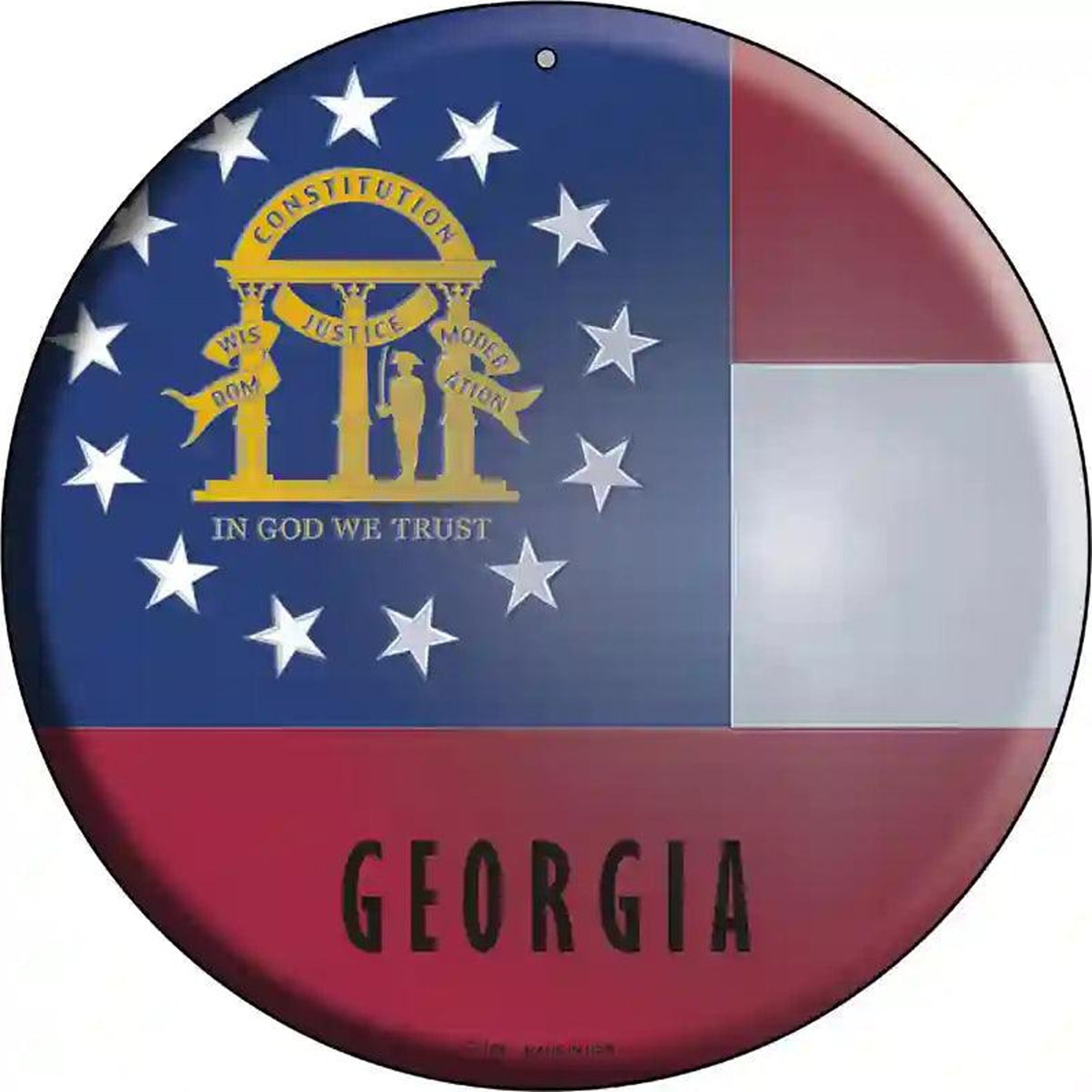 Georgia State Flag Metal Circular Sign