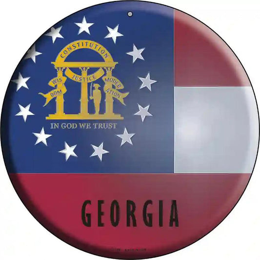 Georgia State Flag Metal Circular Sign