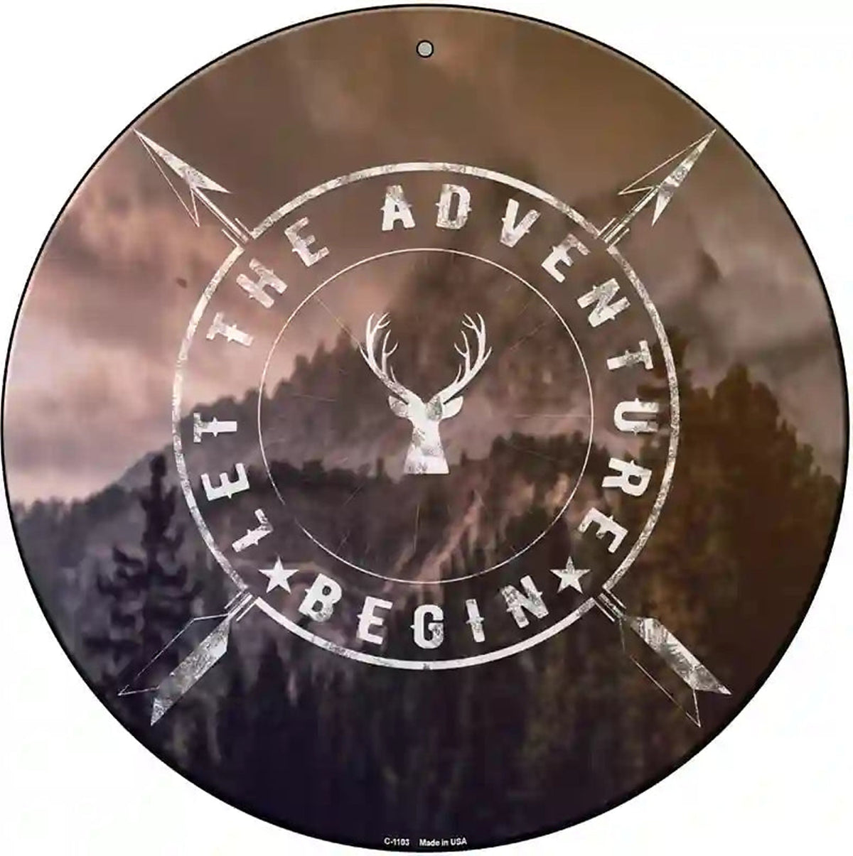 Let The Adventure Begin Novelty Metal Circle Sign