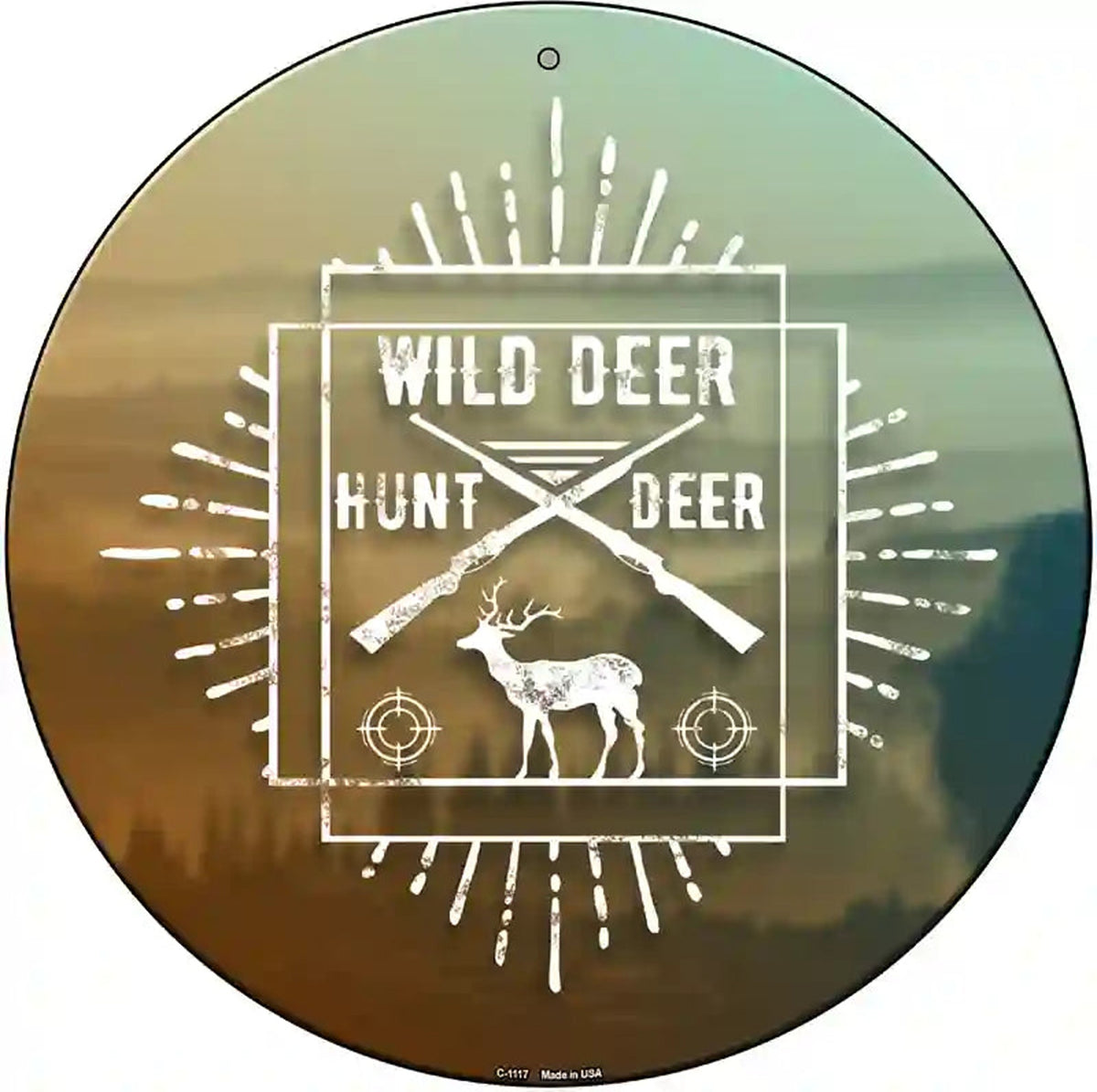 Hunt Wild Deer Novelty Metal Circle Sign