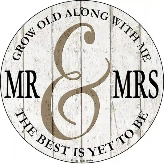 Mr and Mrs White Novelty Metal Circular Sign