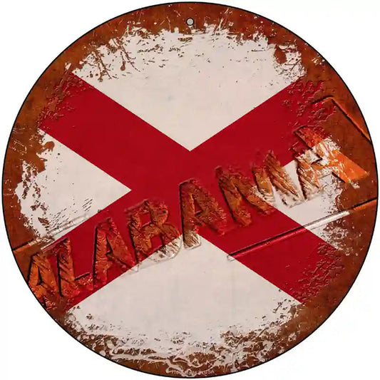 Alabama Rusty Stamped Novelty Metal Circular Sign